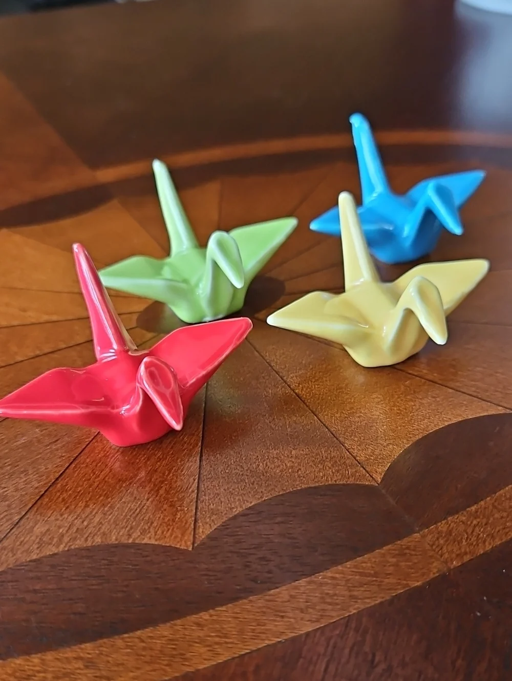 Japanese Ceramic Origami Crane Chopstick Rests - Set of 4 (Multi-Color)